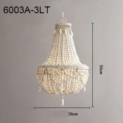 DecorBites™ French Country Wood Bead Chandelier: 3/5 Lights Princess Decorative Hanging Fixture