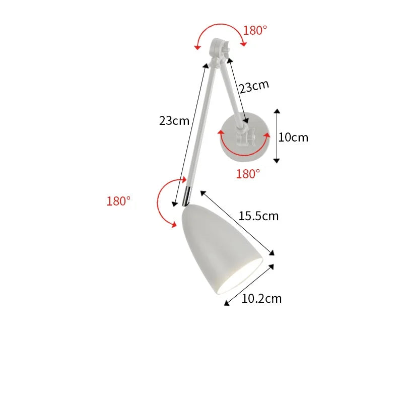 DecorBites™ Adjustable Swing Long Arm LED Wall Lamp for Bedroom Study Living Room