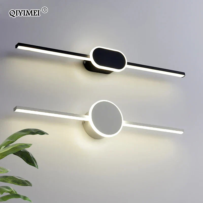مصابيح حائط LED من DecorBites™ - قاعدة من الحديد والألومنيوم الأبيض/الأسود، غطاء من الأكريليك، مصابيح مرآة