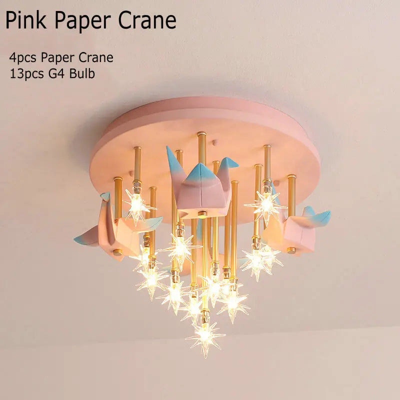 مصباح سقف بتصميم حصان ورقي من ريزن للأطفال من DecorBites™ - مصباح غرفة نوم LED أزرق وردي