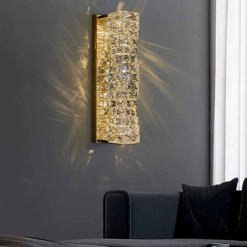 أباليك DecorBites™ كريستال ذهبية كروم مصابيح جدارية لغرفة المعيشة وغرفة النوم وإضاءة خلفية للتلفاز