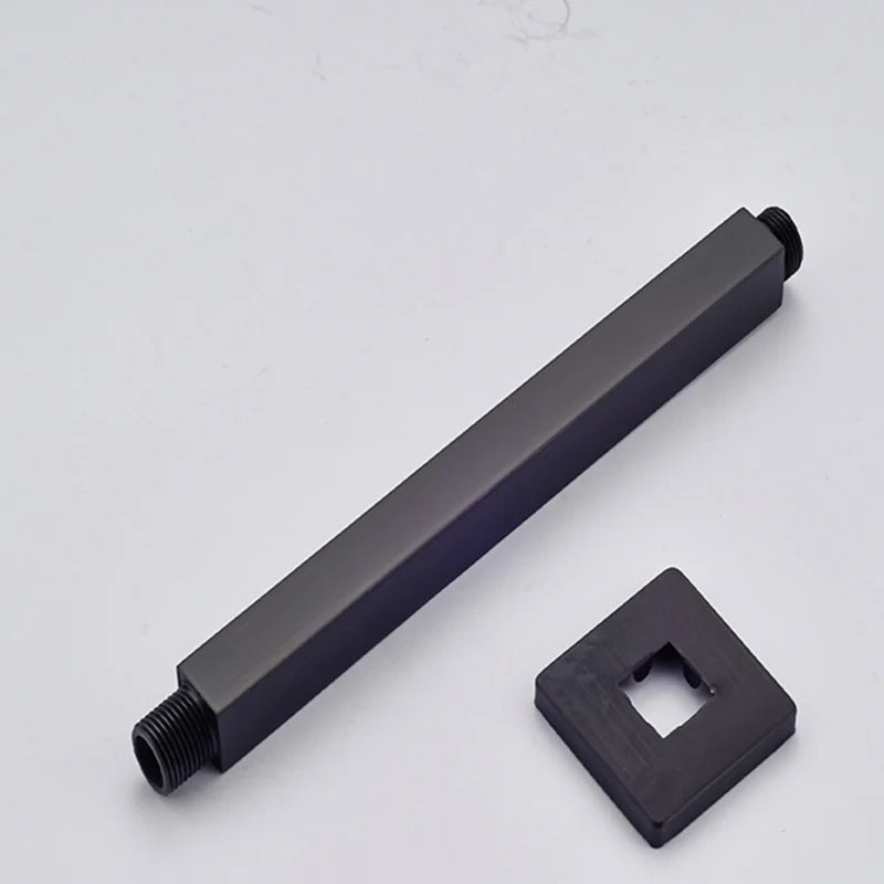 DecorBites™ 12" Matte Black Rainfall Shower Head Set with Shower Arm