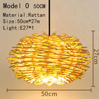 Handwoven Rattan Bamboo Pendant Light in Black