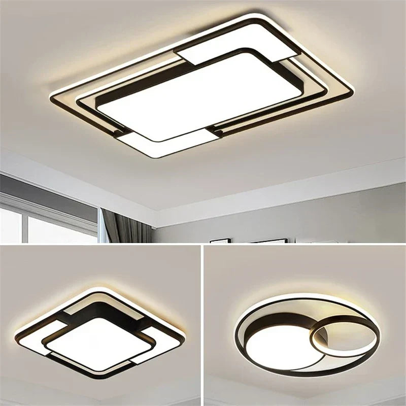 DecorBites™ Geometry LED Ceiling Light: Modern Nordic Light Luxury for Living Room Decor