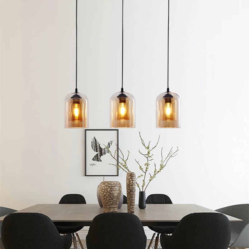 Nordic Smoky Gray Glass Pendant Light