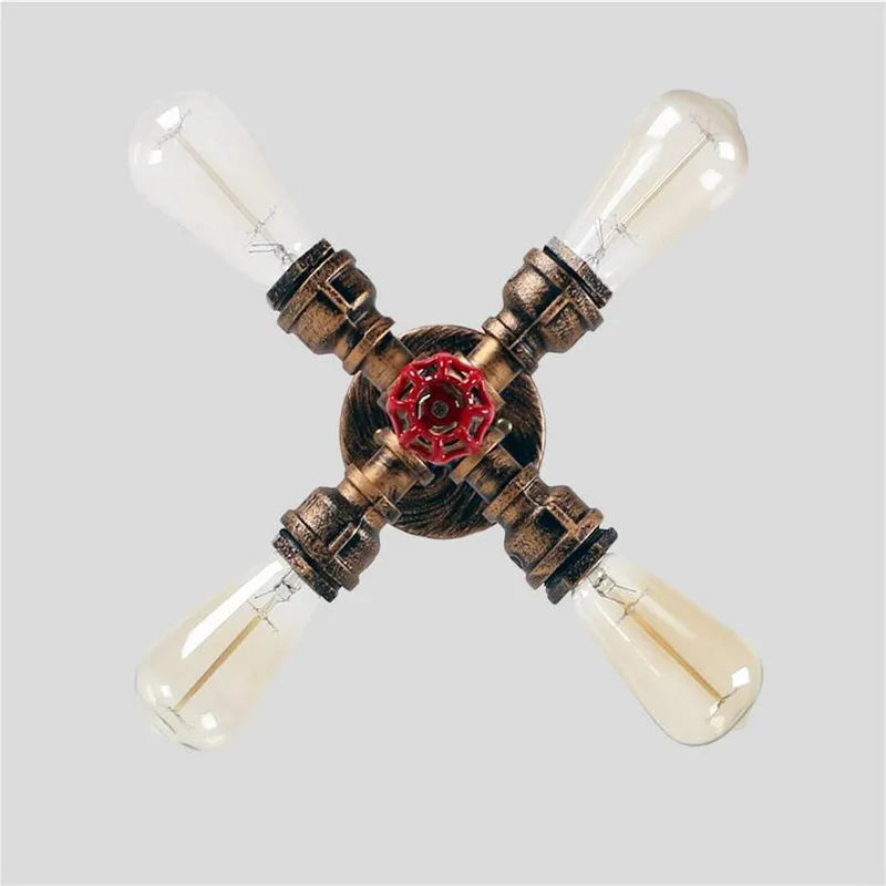 DecorBites™ Industrial Brass Ceiling Chandelier with Edison Bulbs