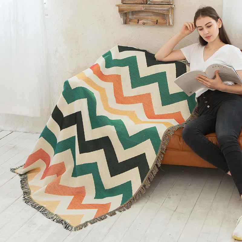 DecorBites™ بطانية صوف محبوكة كاروهات بنمط نورديك - ديكور منزلي مريح وغطاء أريكة