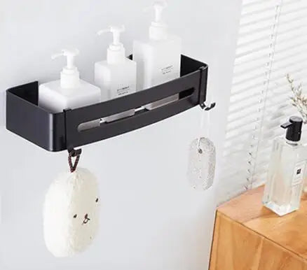 DecorBites™ Brushed Gold Aluminum Bathroom Corner Shelf Wall Mounted Shower Shampoo Holder