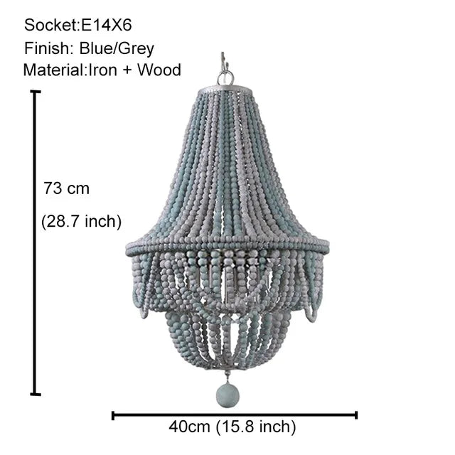 DecorBites™ French Country Wood Bead Chandelier: 3/5 Lights Princess Decorative Hanging Fixture