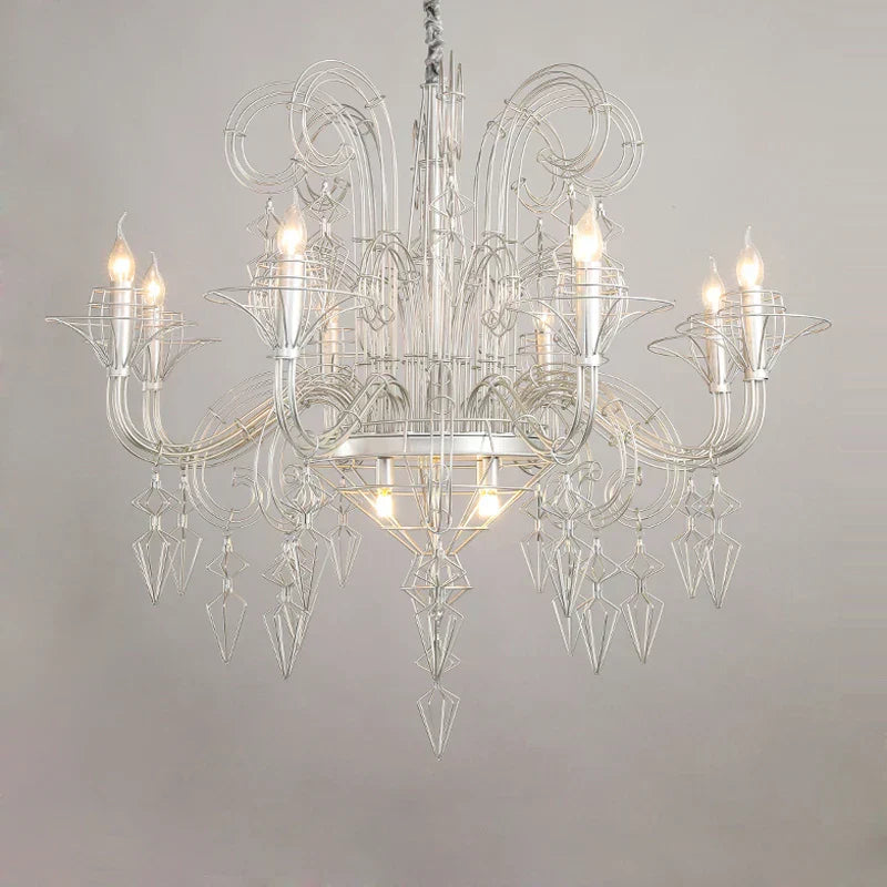DecorBites™ Baroque Black White Iron Designer LED Chandelier for Foyer