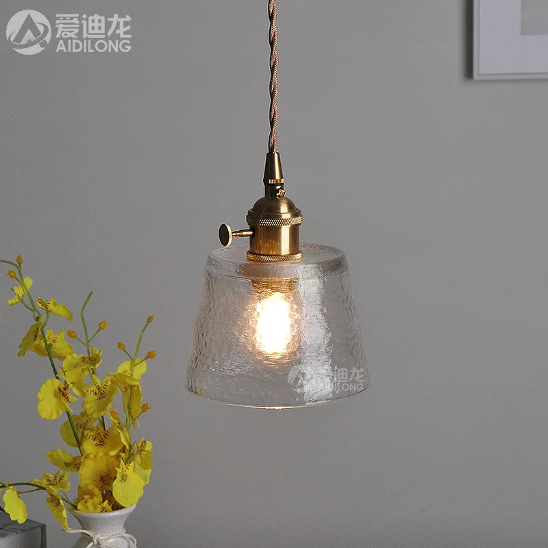 مصباح قلادة LED زجاجي أخضر من DecorBites™ - مصباح معلق نحاسي بتصميم نورديك ياباني
