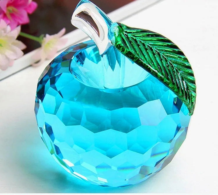 DecorBites™ ثقالة ورق زجاجية على شكل تفاحة صفراء ثلاثية الأبعاد - تماثيل للزينة لديكور مكتب المكتب