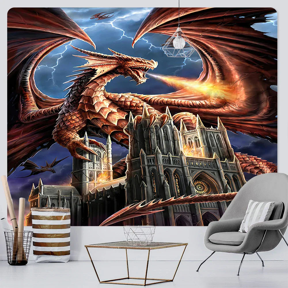 DecorBites™ Dragon Psychedelic Art Tapestry for Home Decoration and Sofa Blanket