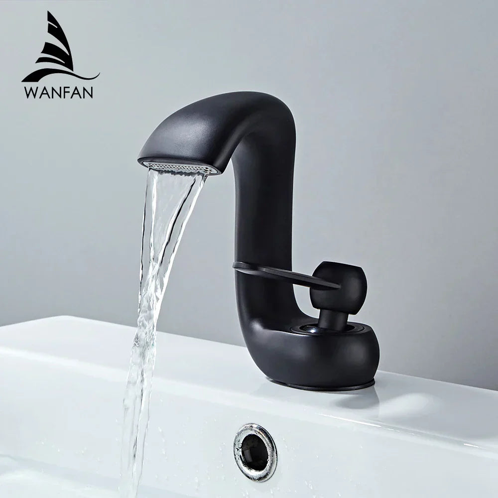 DecorBites™ Gold Basin Faucet: صنبور خلاط نحاسي عصري بمقبض واحد للمغسلة للحمام