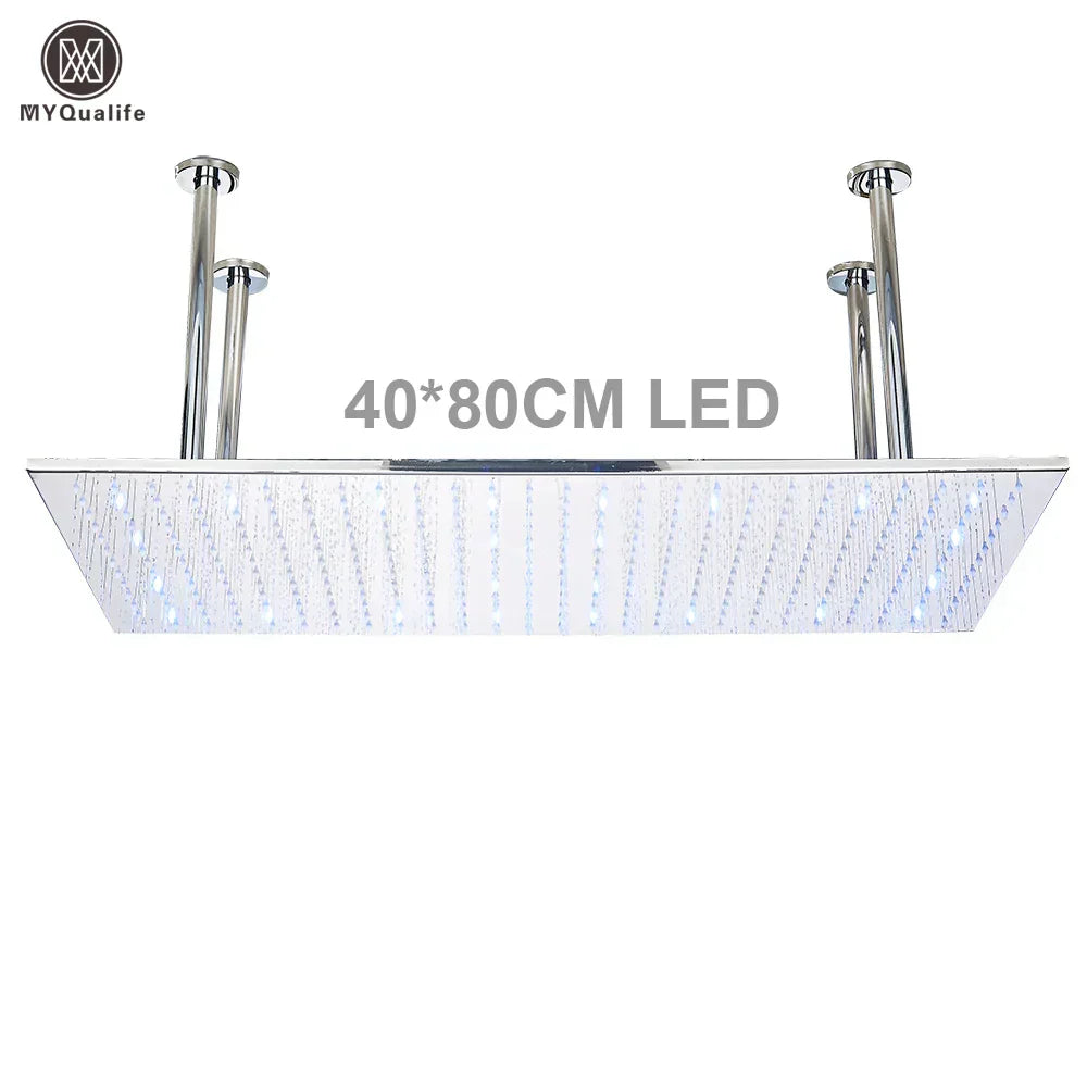 DecorBites™ 16"x32" LED Rainfall Shower Head - Color Changing Luxury Square Design