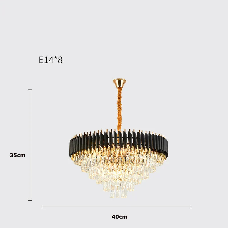DecorBites™ Crystal Black Clear LED Chandelier Lighting for Staircase Foyer