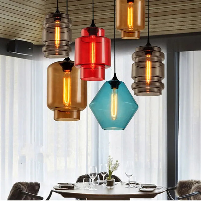 مجموعة مصابيح DecorBites™ المتدلية الزجاجية الهندسية: سلسلة المصابيح المتدلية الكريستالية الحديثة