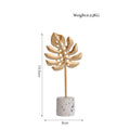 زينة DecorBites™ على شكل أوراق ذهبية على قاعدة رخامية - حرف يدوية معدنية إبداعية لديكور المنزل
