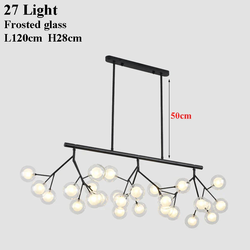 DecorBites™ Glass Ball Firefly LED Tree Branch Chandelier Industrial Black Lighting