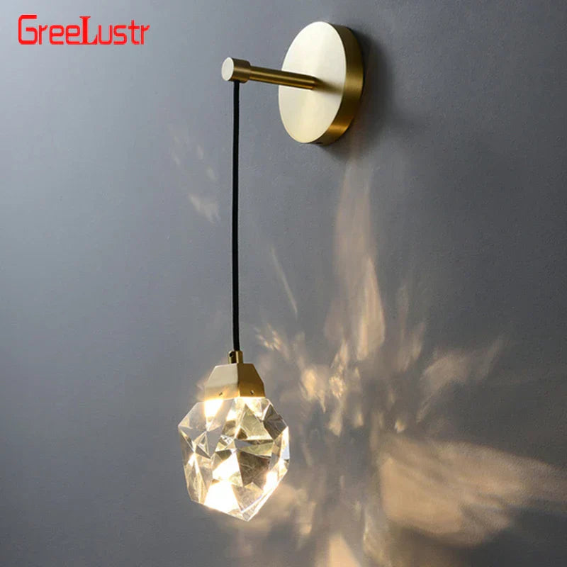 أباليك حائط كريستالية بإضاءة LED من DecorBites™ نحاسية لديكور المنزل الفاخر والعصري