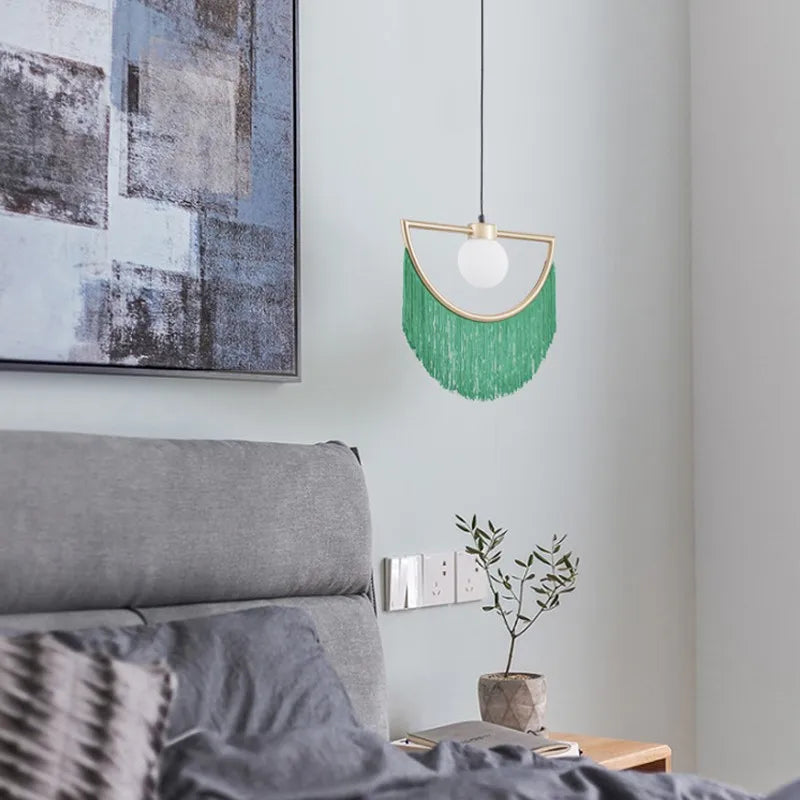 DecorBites™ Coloured Tassel Glass Ball Pendant Light for Boho Minimalist Style Bedroom & Restaurant