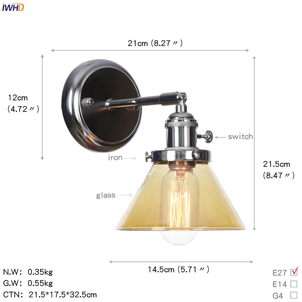 DecorBites™ Amber Glass Ball Wall Lights - Modern LED Wall Lamp for Home Bedroom Mirror Stair