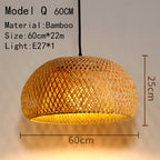Handwoven Rattan Bamboo Pendant Light in Black