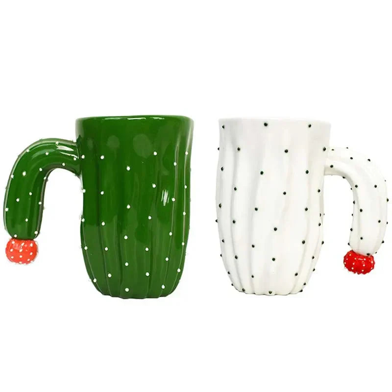 DecorBites™ 3D Cactus Style Ceramic Mug with Special Handle - Tea, Coffee, Milk Cup