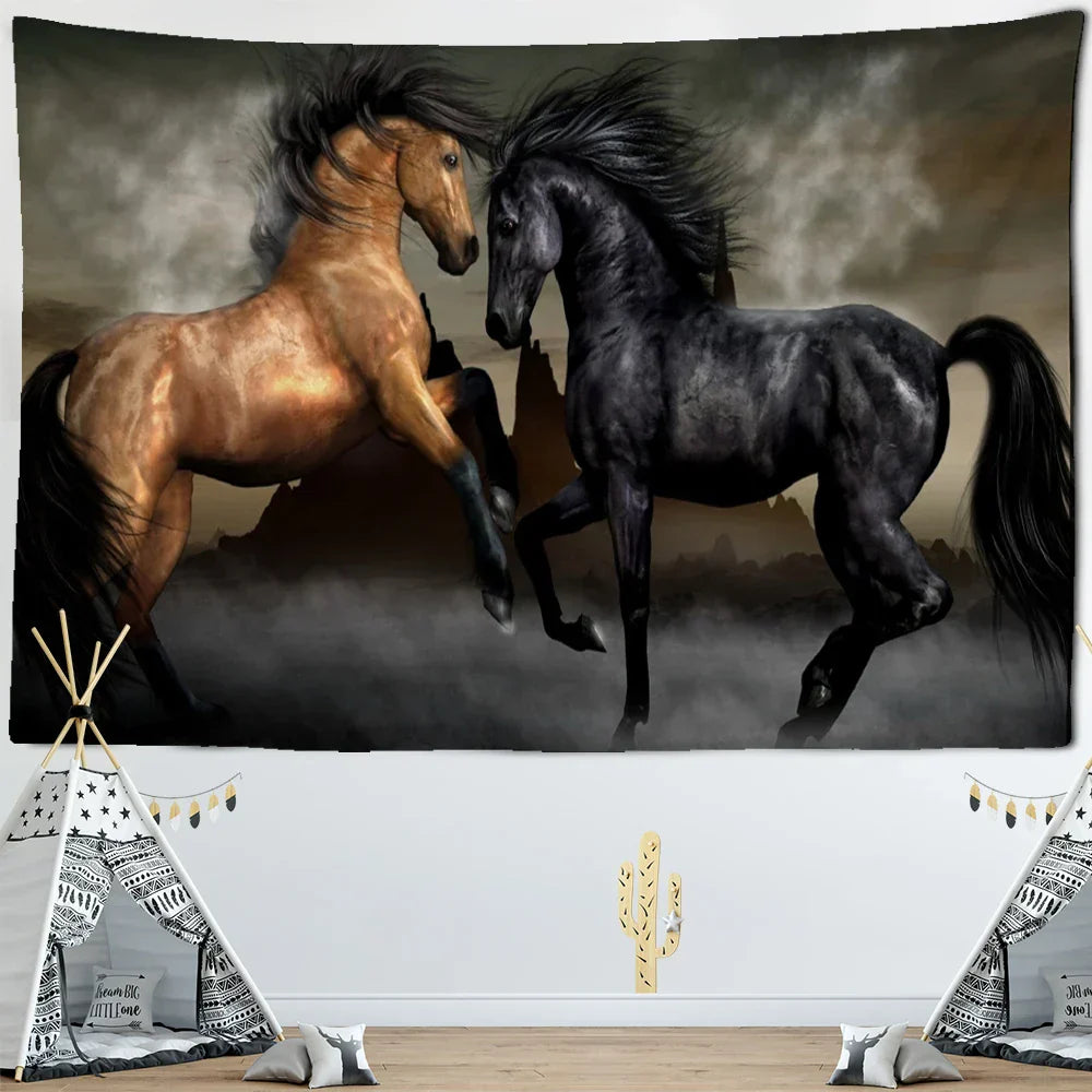 DecorBites™ Galloping Horse Tapestry Wall Hanging Psychedelic Bohemian Hippie Carpet Art