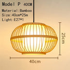 Handwoven Rattan Bamboo Pendant Light in Black