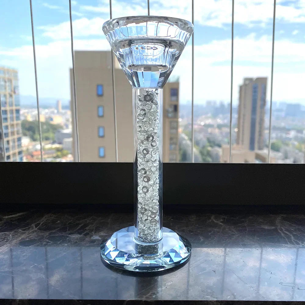 DecorBites™ Crystal Diamond Glass Candle Holder for Home Decor