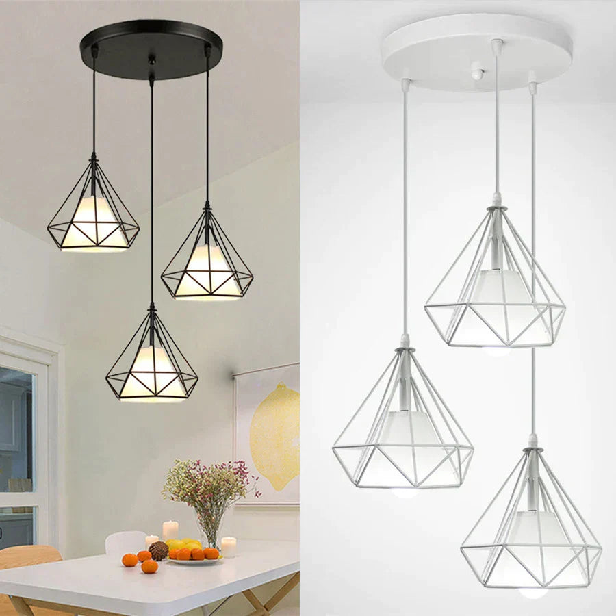 ثلاثي فوانيس الإضاءة المعلقة DecorBites™ Diamond لغرفة الطعام والمطبخ الحديثة
