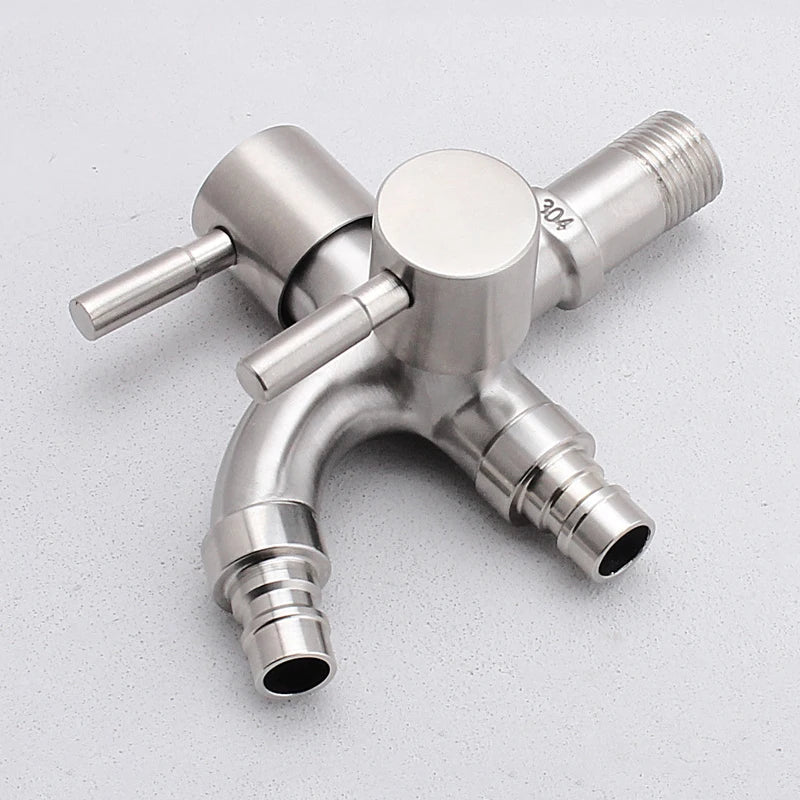 DecorBites™ Dual-Outlet Stainless Steel Faucet for Outdoor Garden Sink and Washing Machine