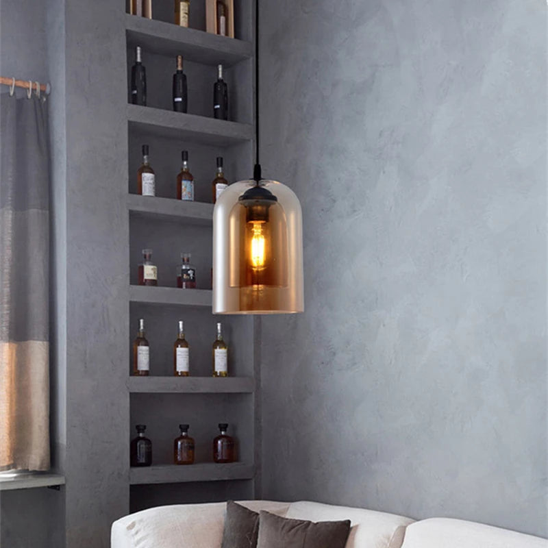 Nordic Smoky Gray Glass Pendant Light