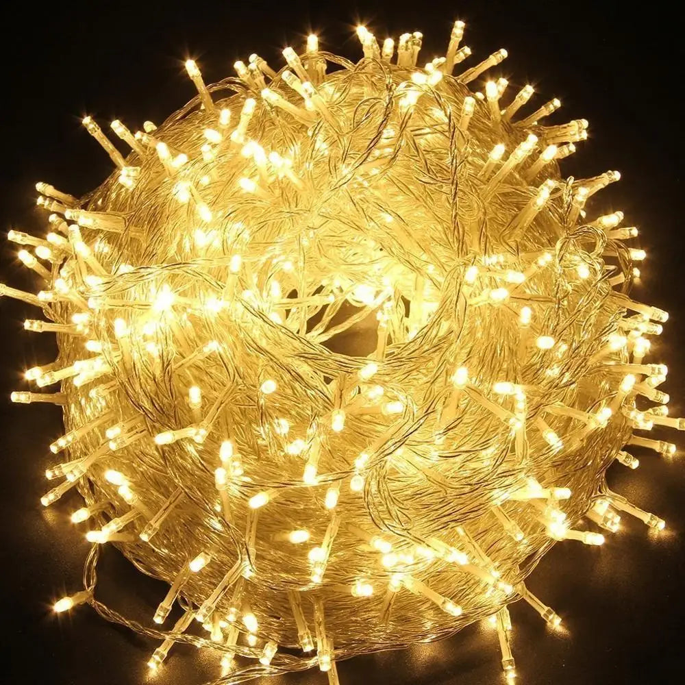DecorBites™ مصابيح ليد خرافية خيطية 220 فولت مقاومة للماء للاستخدام الخارجي إكليل لحفلات الكريسماس وحفلات الزفاف وأعياد الميلاد