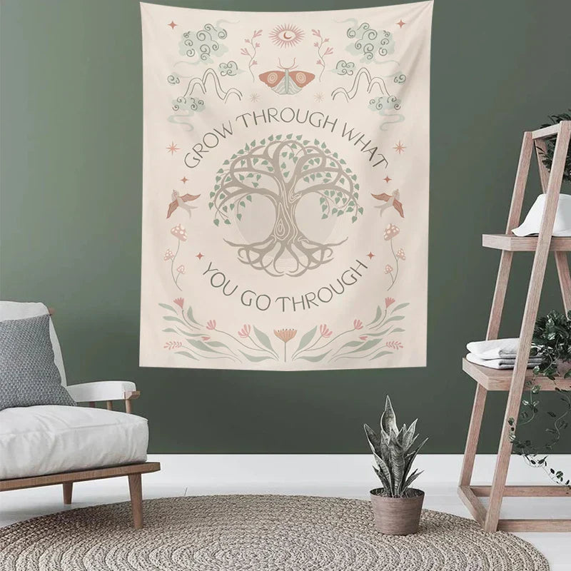 DecorBites™ Life Tree Sun Moon Tapestry Wall Hanging for Home Decor and Dorm Room