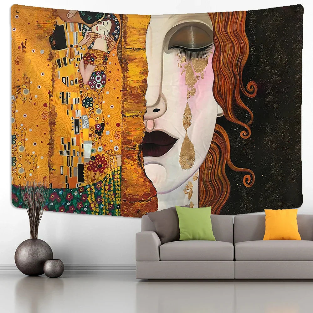 DecorBites™ غطاء جداري منسوج بزيت قُبلة ذهبي