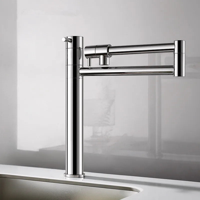 DecorBites™ 360 Degree Chrome Foldable Kitchen Faucet Hot Cold Sink Mixer, Brass Deck Mounted