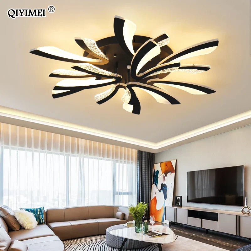 ثريا سقف LED DecorBites™ لغرفة المعيشة وغرفة النوم وغرفة الطعام وغرفة الدراسة (أبيض/أسود)