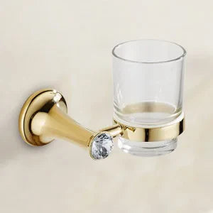 DecorBites™ طقم أدوات حمام ذهبية: رف مناشف، حامل ورق تواليت، قضيب مناشف، خطاف