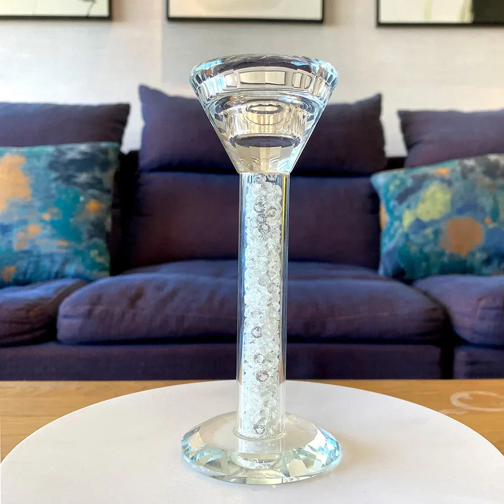 DecorBites™ Crystal Diamond Glass Candle Holder for Home Decor