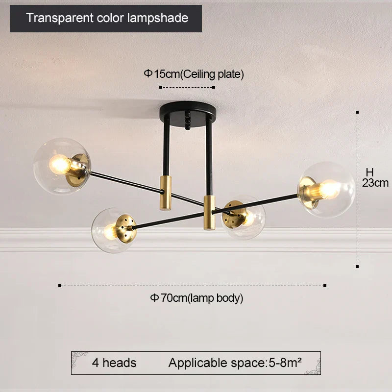ثريا كروية دائرية LED من DecorBites™ باللونين الأسود والذهبي - إضاءة أنيقة للمنزل