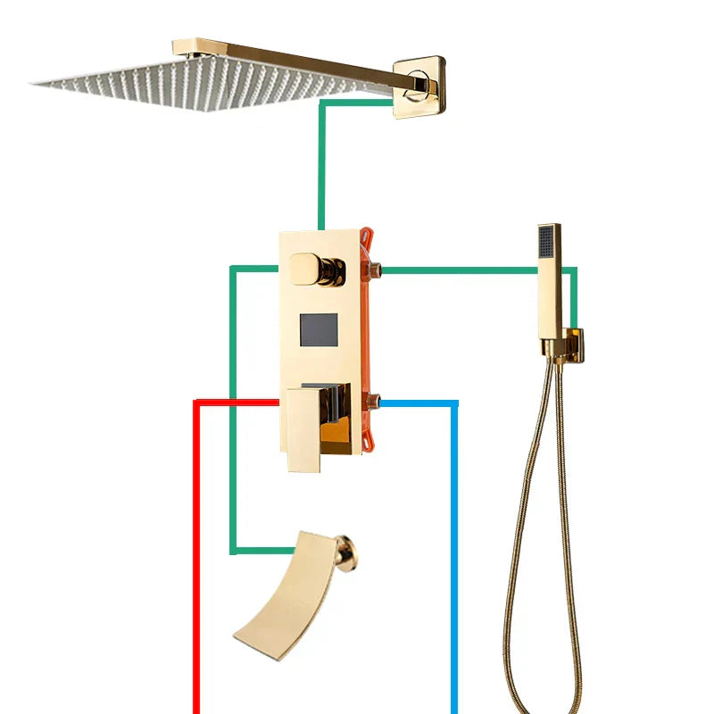 نظام دش Gold Digital Display من DecorBites™ مع صنبور حوض الاستحمام