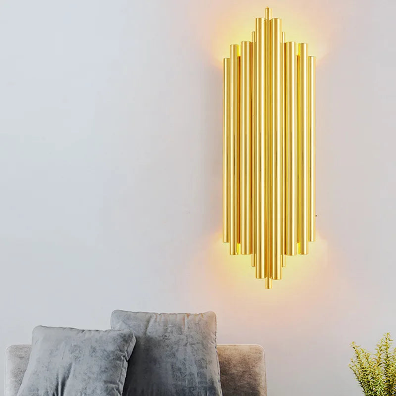 وحدة إضاءة جدارية أنبوبية LED ذهبية DecorBites™ لغرفة المعيشة وغرفة الطعام وتزيين الدرج