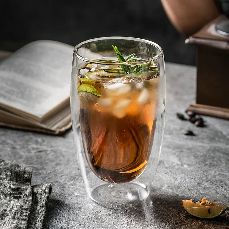 DecorBites™ Double-Walled Transparent Glass Cup - Versatile Drinkware for Any Occasion
