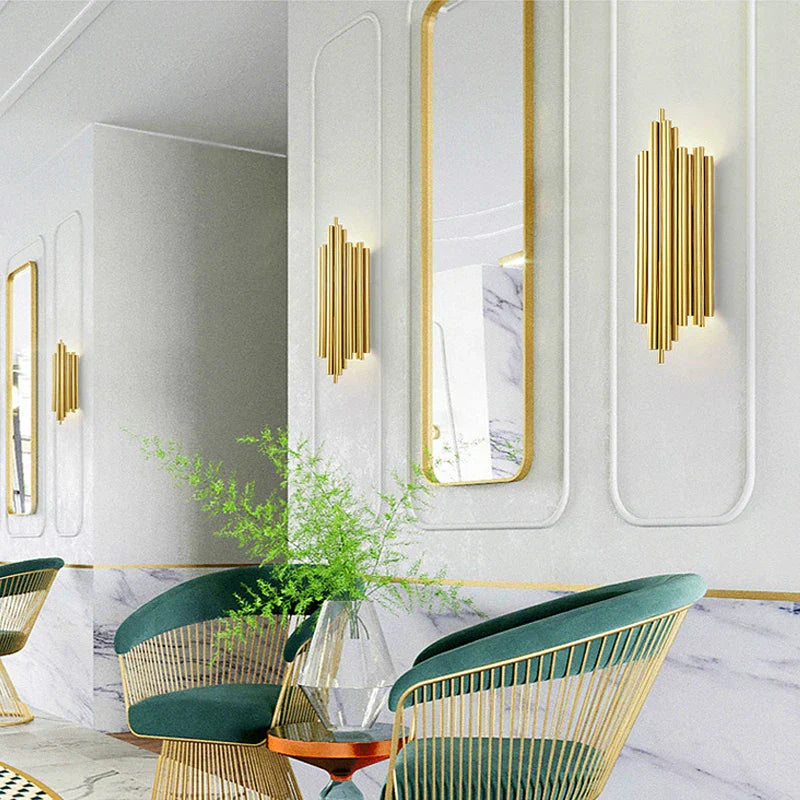 وحدة إضاءة جدارية أنبوبية LED ذهبية DecorBites™ لغرفة المعيشة وغرفة الطعام وتزيين الدرج
