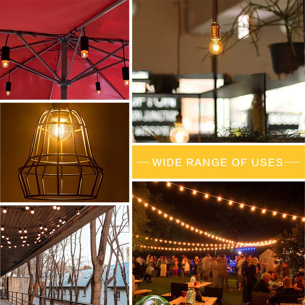 DecorBites™ مصابيح LED G40 إديسون 2 وات E27 220 فولت أبيض دافئ مع فتيل للمنزل والحديقة والبار