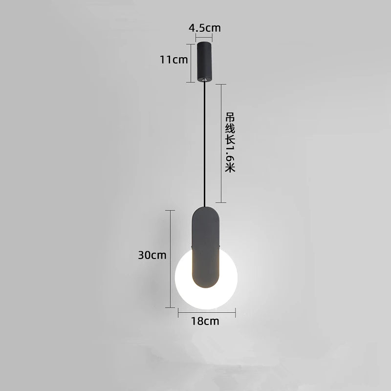 Nordic Minimalist Metal Bedside Pendant Light