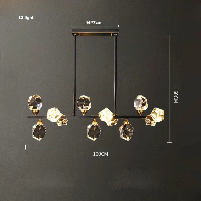 DecorBites™ Black Crystal Copper Chandelier LED Hanging Lamps for Dinning Room