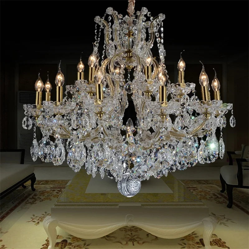 DecorBites™ Crystal Candle Chandelier: Elegant LED Pendant Lamps for Home, Hotel, Villa Hall